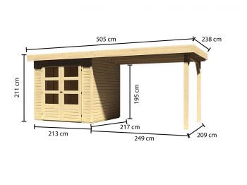 Zahradní domek Askola 2 + přístřešek 280 cm