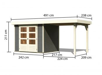 Zahradní domek Askola 3 + přístavek 240 cm, tmavě šedý