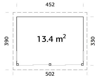 Zahradní domek Annabel 13,4 m2 (452x330 cm)