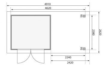 Dřevěný zahradní domek Karibu ASKOLA 3,5 přístavek 240 cm (48912) antracit