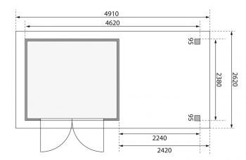 Dřevěný zahradní domek Karibu ASKOLA 3,5 přístavek 240 cm včetně zadní stěny (9145) terragrau