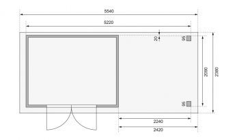 Dřevěný zahradní domek Karibu ASKOLA 4 přístavek 240 cm (38670) antracit