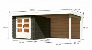 Dřevěný zahradní domek Karibu BASTRUP 4 přístavek 300 cm včetně zadní stěny (38764) terragrau