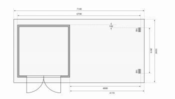 Dřevěný zahradní domek Karibu BASTRUP 5 přístavek 400 cm