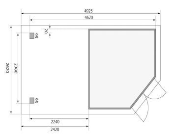 Zahradní domek Karibu GOLDENDORF 5 přístavek 240 cm včetně zadní a boční stěny (78253) terragrau