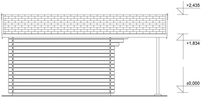 Zahradní domek Laura 350x300 Ekonomik, čelní přesah střechy 170 cm