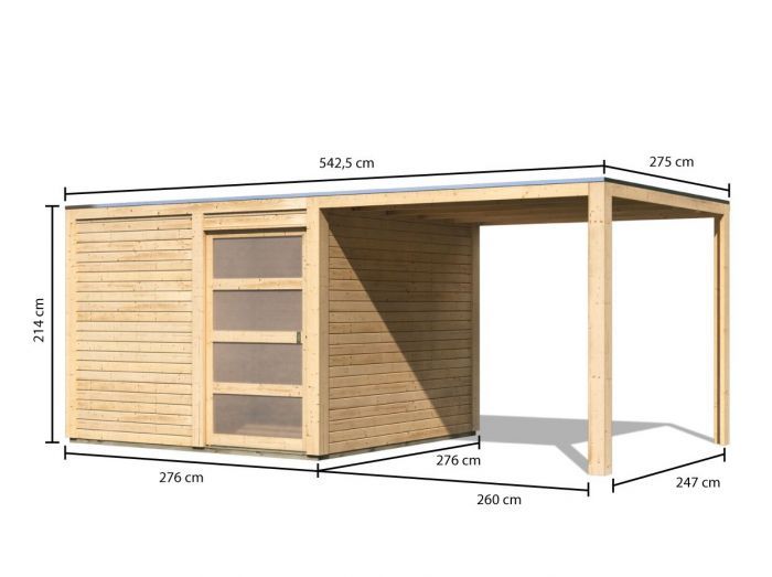 Zahradní domek Qubic 2 + přístavek (88528) natur