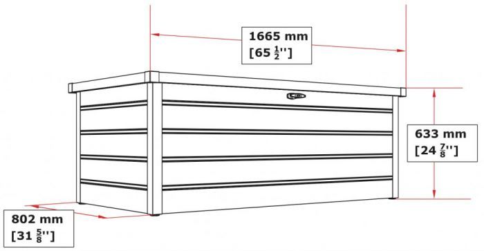 Zahradní úložný box 166 x 86 x 63 cm, 712 l, šedý, Duramax Palladium 71372