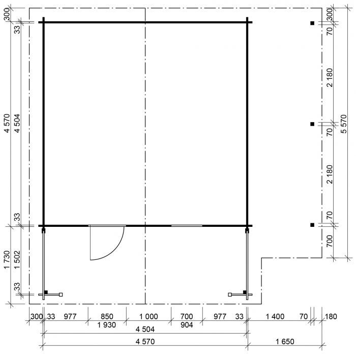 Zahradní domek Luka 450x450 Ekonomik s přístřeškem