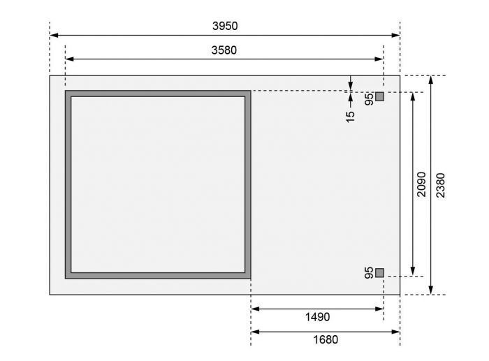 Dřevěný zahradní domek Karibu ASKOLA 2 přístavek 150 cm (23490) terragrau