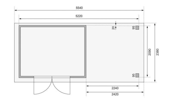 Dřevěný zahradní domek Karibu ASKOLA 4 přístavek 240 cm včetně zadní stěny (38671) antracit