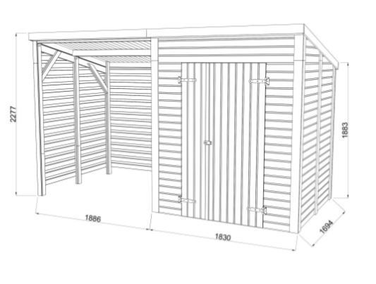 Zahradní domek s dřevníkem Leif 3,0 + 2,9 m2