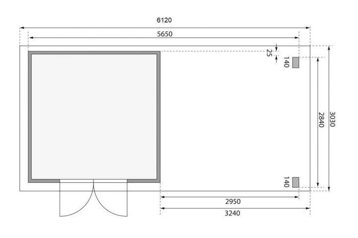 Dřevěný zahradní domek Karibu KANDERN 6 přístavek 320 cm včetně zadní a boční stěny (9242) terragrau