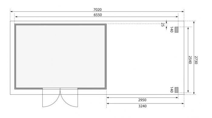 Dřevěný zahradní domek Karibu KANDERN 7 přístavek 320 cm včetně zadní stěny (9249) terragrau