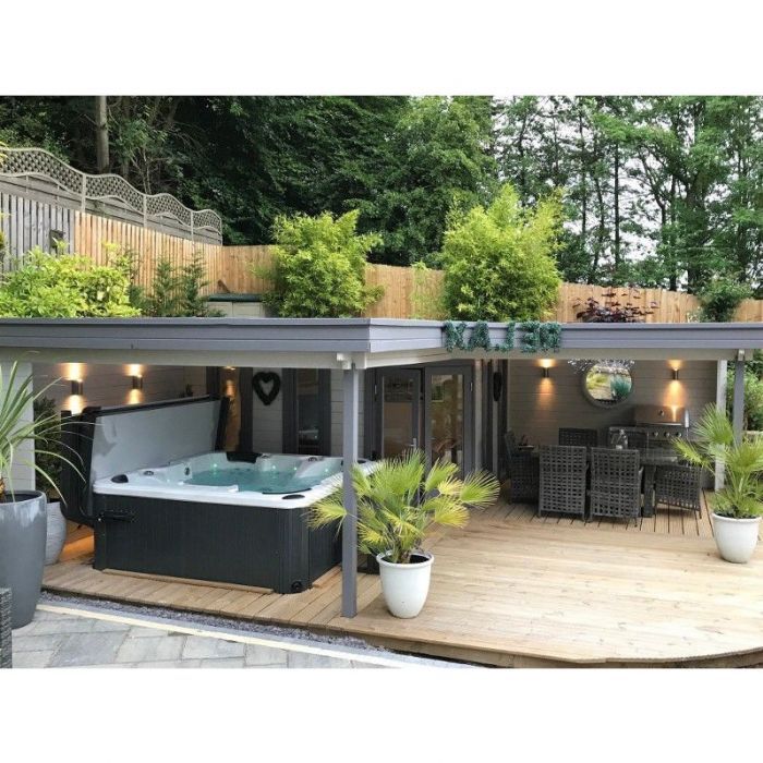Zahradní domek Jutka 360x360 s terasou a přístřeškem
