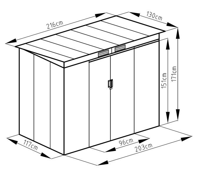 Plechový zahradní domek Lanitplast HALLE 7x4 antracit